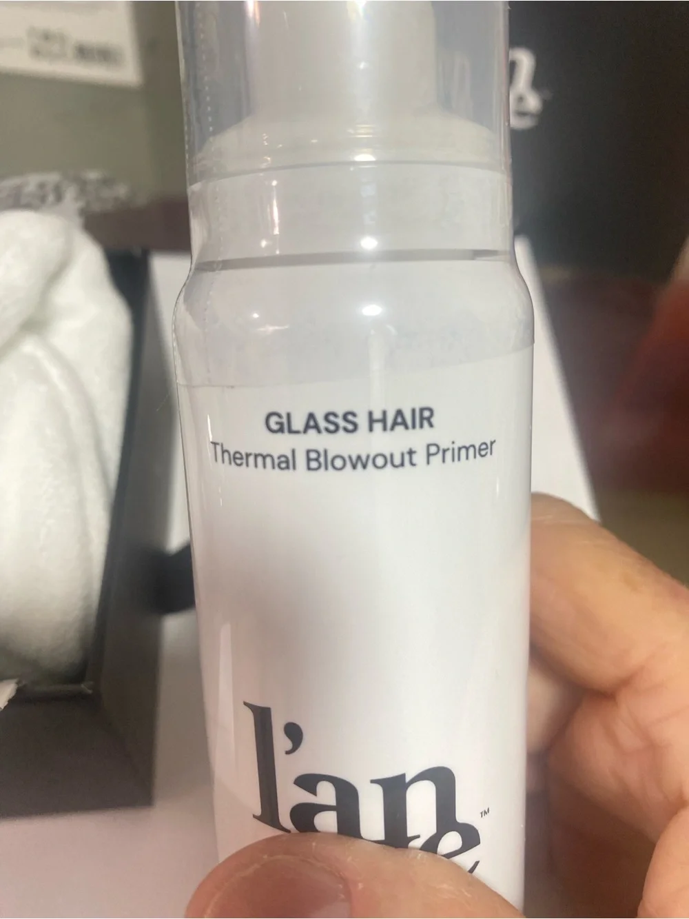 L’ange Set: Glass Hair Thermal Blowout Primer and Microfiber hair wrap.